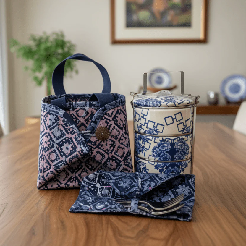 Decoupage 3-tier Tiffin with Batik Carrier - Image 3
