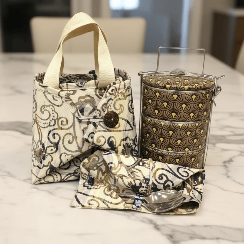 Decoupage 3-tier Tiffin with Batik Carrier - Image 5
