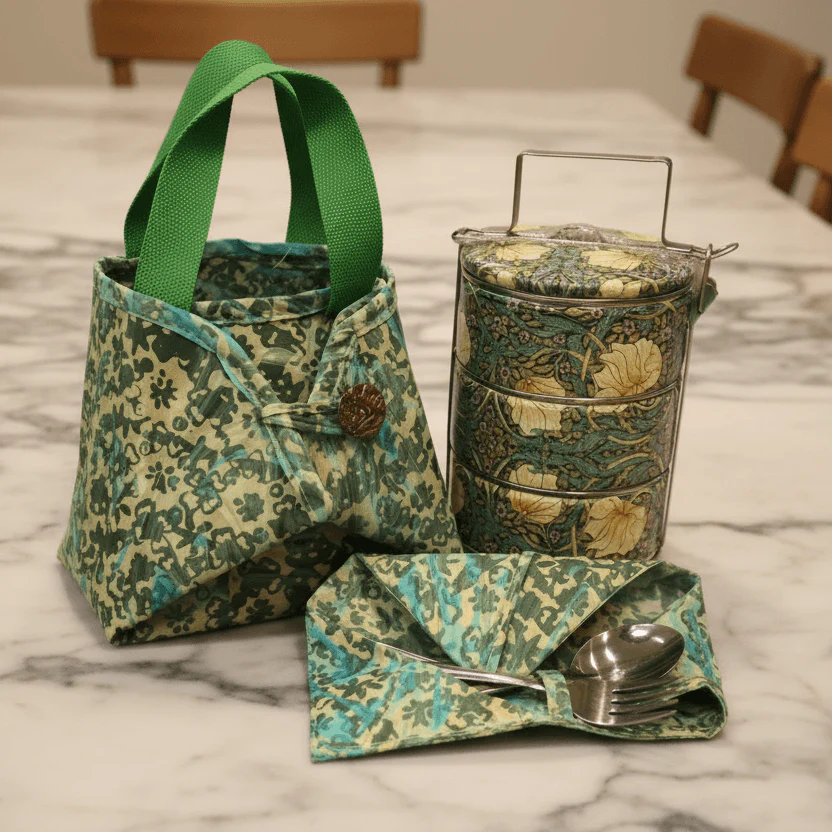 Decoupage 3-tier Tiffin with Batik Carrier - Image 7